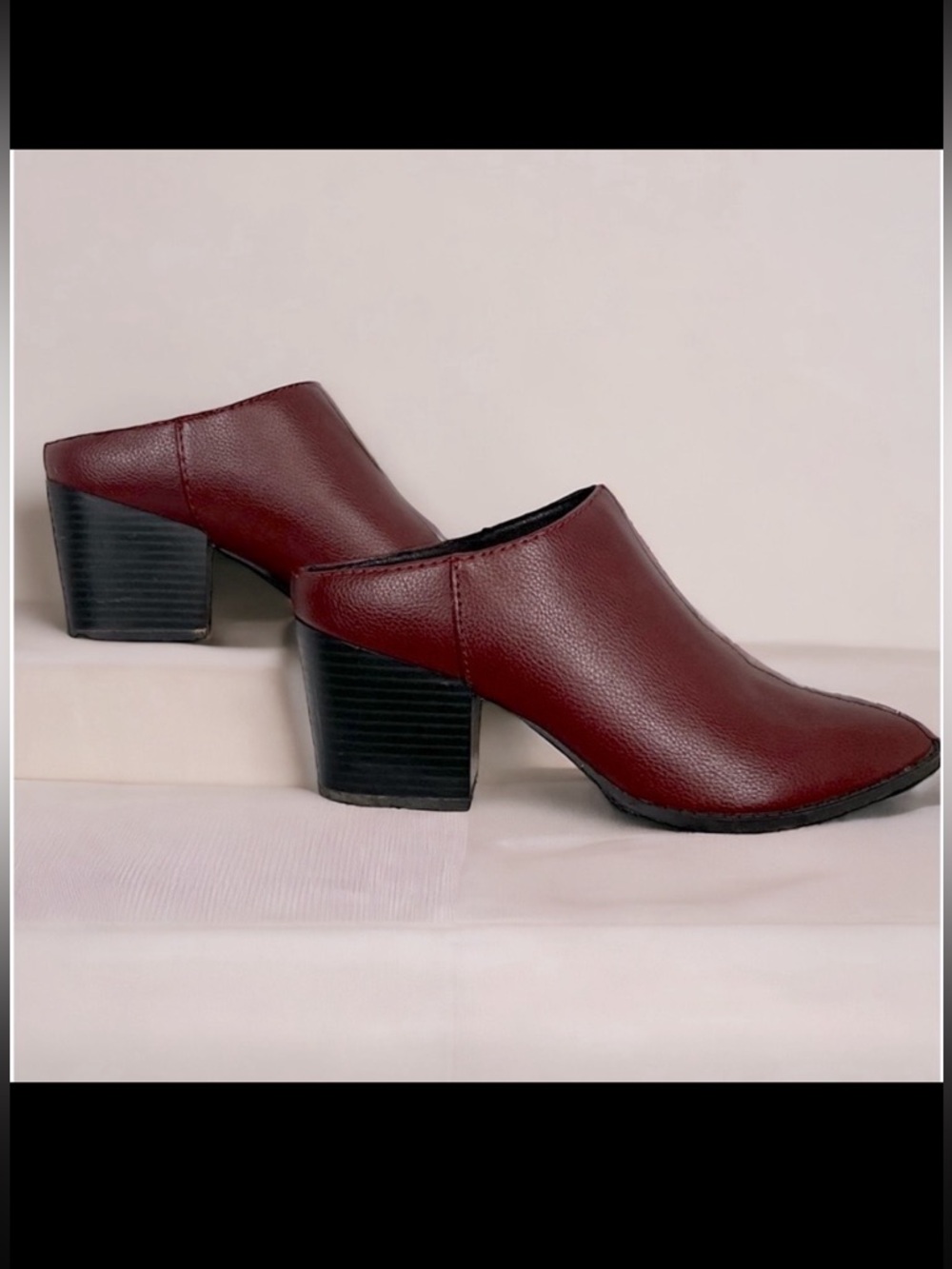 Dolcetta Rory Women's Burgundy Pebbled Faux Leather Slip On Mule Booties Sz 8.5
